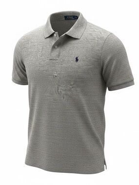 Polo by Ralph Lauren Heather Grey Short-Sleeve Polo with Navy Logo XXL